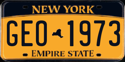 NY license plate GEO1973