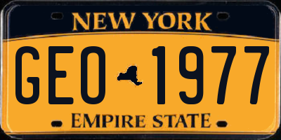 NY license plate GEO1977