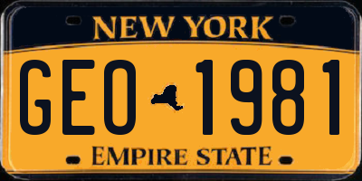 NY license plate GEO1981