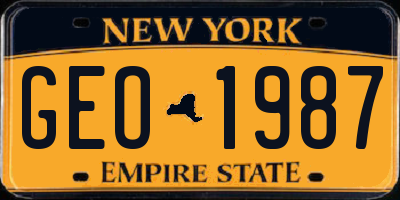 NY license plate GEO1987