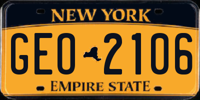 NY license plate GEO2106