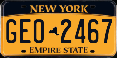 NY license plate GEO2467