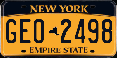 NY license plate GEO2498