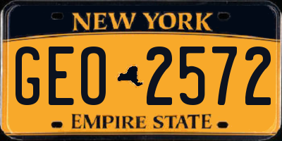 NY license plate GEO2572