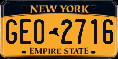 NY license plate GEO2716