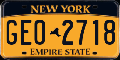 NY license plate GEO2718