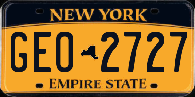 NY license plate GEO2727
