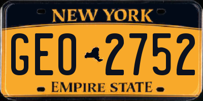 NY license plate GEO2752