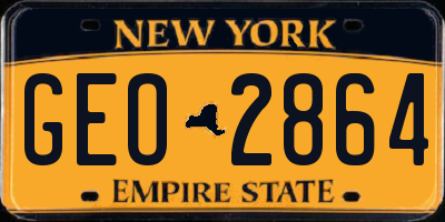 NY license plate GEO2864