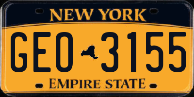 NY license plate GEO3155
