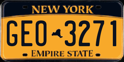 NY license plate GEO3271