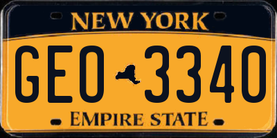 NY license plate GEO3340