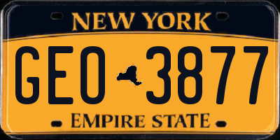 NY license plate GEO3877