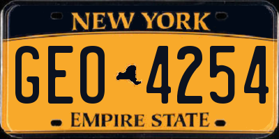 NY license plate GEO4254
