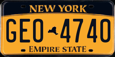 NY license plate GEO4740