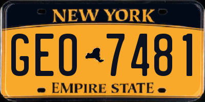 NY license plate GEO7481