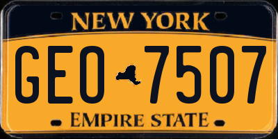 NY license plate GEO7507