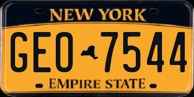 NY license plate GEO7544