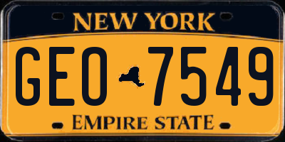 NY license plate GEO7549