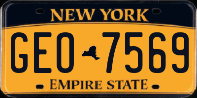 NY license plate GEO7569