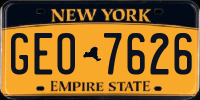 NY license plate GEO7626