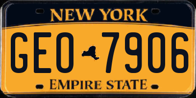 NY license plate GEO7906