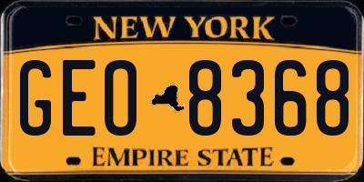 NY license plate GEO8368