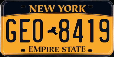 NY license plate GEO8419