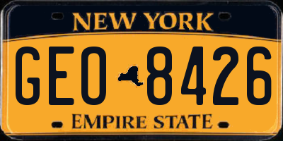 NY license plate GEO8426