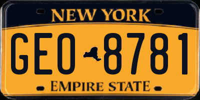 NY license plate GEO8781