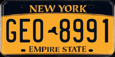 NY license plate GEO8991