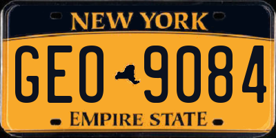 NY license plate GEO9084
