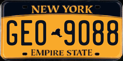 NY license plate GEO9088