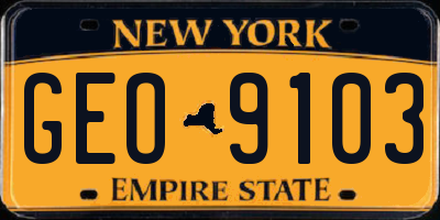 NY license plate GEO9103