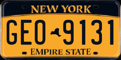 NY license plate GEO9131