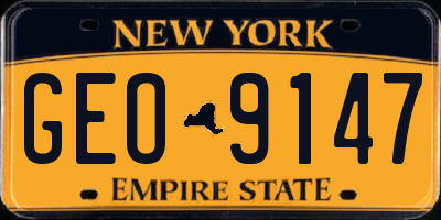 NY license plate GEO9147