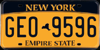 NY license plate GEO9596