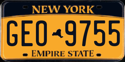 NY license plate GEO9755
