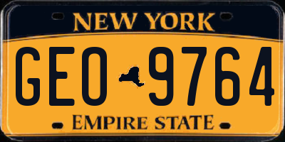 NY license plate GEO9764