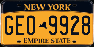 NY license plate GEO9928
