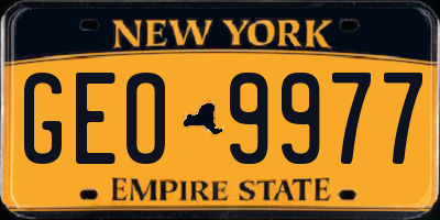 NY license plate GEO9977