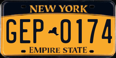 NY license plate GEP0174