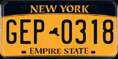NY license plate GEP0318