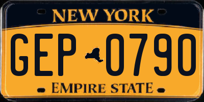 NY license plate GEP0790