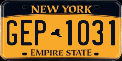NY license plate GEP1031