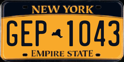 NY license plate GEP1043