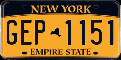 NY license plate GEP1151