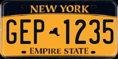 NY license plate GEP1235