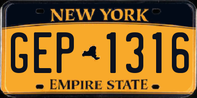 NY license plate GEP1316