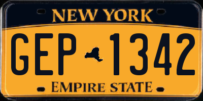 NY license plate GEP1342
